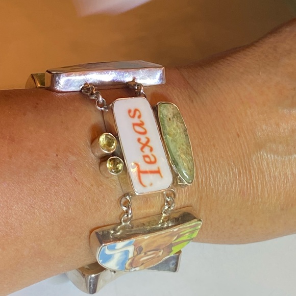 Texas Citrine Sterling Silver Toggle Bracelet - Picture 4 of 14